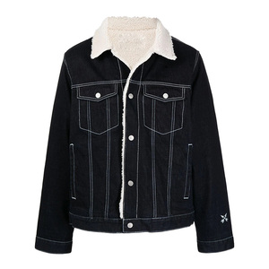 Chaqueta vaquera de moda para hombre, 100% algodón, Faux-shearling - Product Image 1