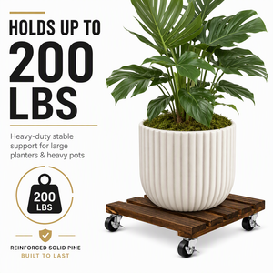 Support de plantes en bois écologique carré avec <span class=keywords><strong>roulettes</strong></span> pivotantes verrouillables à 360° pour pots de fleurs lourds, utilisation intérieure/extérieure, pour jardin - Product Image 2
