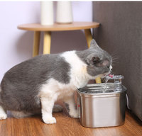 Fontaine à eau pour animaux de compagnie en acier inoxydable, distributeur d'eau automatique, filtre à eau pour chat en acier 304, 2,2 L