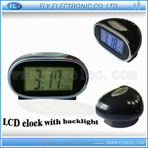 Khá Morden bán vòng tròn hình dạng lịch Màn hình LCD kỹ thuật số bàn đồng hồ báo thức với đèn nền - Product Image 2