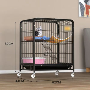 Ağır büyük katlanabilir Metal kedi yavru gelincik kafes 360 döner tekerlekler muhafaza ile evcil hayvan oyun parkı rampa merdivenler hamak - Product Image 3