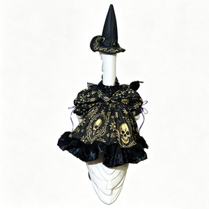 Costume de sorcière pour oie de porche d'Halloween avec imprimé crâne, vêtements de cosplay pour statue de jardin de 23 pouces, décoration de fête, tenues pour oie de porche - Product Image 4