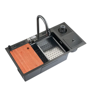 Avec poubelle Fashion Topmount 304 Acier inoxydable Fait main Évier de cuisine à <span class=keywords><strong>double</strong></span> cuvette avec poubelle - Product Image 2
