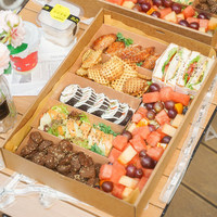 Boîtes à lunch jetables en kraft pour pique-nique, camping, repas BBQ, desserts, sandwichs, fruits, emballage alimentaire à emporter