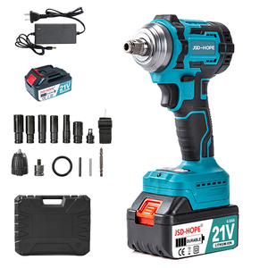 Llave eléctrica de 21V utilizada como destornillador y llave de impacto, batería de litio, grado industrial sin escobillas con accesorios - Product Image 1