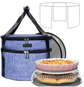 Bolsa Térmica Redonda Oxford para Pizza, Bandeja Aislada para Tartas, Porta Tartas de Dos Niveles para Picnics, Campamentos y Fiestas - Product Image 1