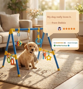 Centro Attività per Cuccioli Viola con 8 Giocattoli Sospesi, Palestra da Gioco per Cani di Piccola Taglia, Struttura in PVC per Interni - Product Image 3