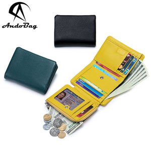 Portefeuilles courts AndoBag pour femmes, en cuir de vache véritable, grande capacité, portefeuille à trois volets, porte-cartes, porte-monnaie tendance 3040 - Product Image 1