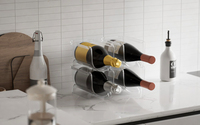Organisateur de réfrigérateur empilable rectangulaire en PET, bac de rangement pour vin moulé par injection, support de bouteilles écologique pour cuisine et réfrigérateur
