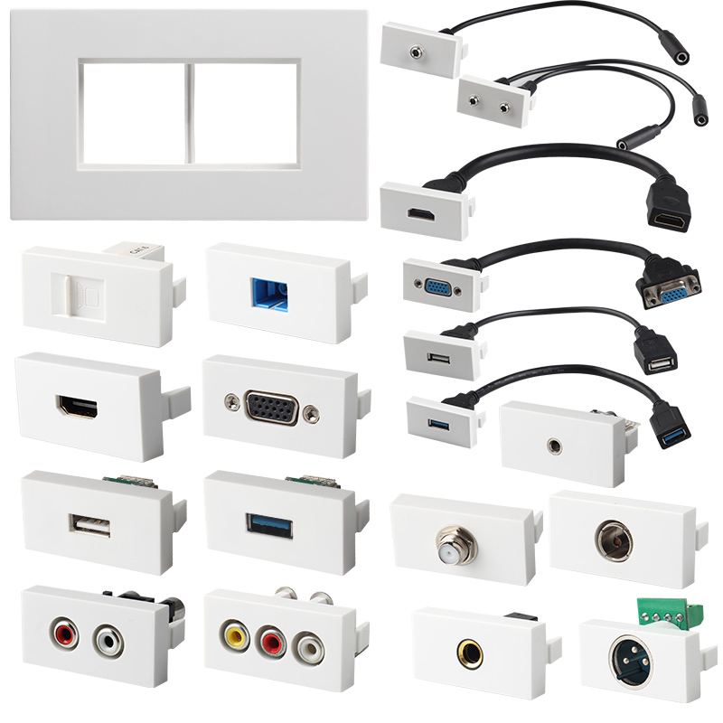 Модульная Лицевая панель SETO, настенная пластина, Выходная кисть Keystone, VGA USB Coax AV Stub RCA