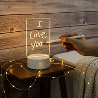 Tableau de notes LED en acrylique créatif avec veilleuse enfichable Tableau d'écriture 3D DIY pour chambre à coucher Petit cadeau de table