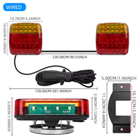 Kit de feux arrière LED magnétiques sans fil rechargeables 12V, clignotants, étanches IP67, construction en alliage d'aluminium, pour camion/remorque
