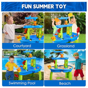 3-Tier Kids <b>Water</b> Table for Outdoors <b>Play</b> Kids Activity Table Toddler Sand Table with Rain Showers Splash Pond for Boys Girls - Product Image 4