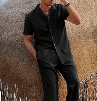 Ensemble deux pièces décontracté homme été : T-shirt col rond 100 % coton respirant et pantalon ample, écologique et personnalisé
