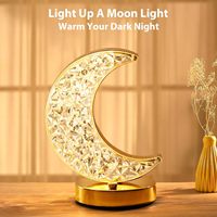Lampe de table lumineuse 3D LED en forme d'étoile et de lune, idéale pour le Ramadan, Noël, comme cadeau, décoration de chevet intérieure