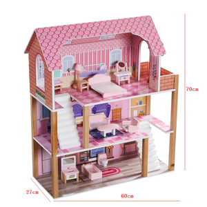 Casa <span class=keywords><strong>de</strong></span> Muñecas Rosa Personalizada al por Mayor, Muebles en Miniatura <span class=keywords><strong>de</strong></span> <span class=keywords><strong>Madera</strong></span>, Juguetes, Poppenhuis, Casa <span class=keywords><strong>de</strong></span> Muñecas Estilo DIY con Habitación Grande <span class=keywords><strong>para</strong></span> <span class=keywords><strong>Niñas</strong></span> - Product Image 5