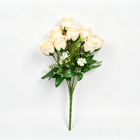Bouquet de fleurs artificielles en soie, mini roses nordiques réalistes à 12 tiges, livraison rapide pour Noël, disponible en ligne, vente en gros