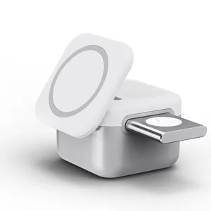 Dock USB destacável para iPhone Watch Airpods Carregador sem fio Portátil 15w Apple 3 em 1 cubo de carregador sem fio