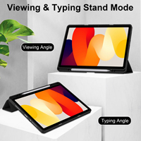 Étui OMEVE pour Xiaomi Redmi Pad SE 11 pouces avec support pour stylet, coque transparente en cuir, support pliable à trois volets, protection pour tablette