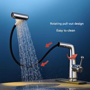 Rubinetto <span class=keywords><strong>da</strong></span> Bagno Girevole Omnidirezionale Estraibile con Funzione di Sollevamento, Dispositivo di Lavaggio per Lavabo con Acqua Calda e Fredda - Product Image 4