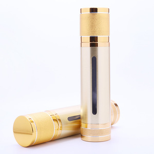 Gold Plated <b>Sandblasted</b> Vacuum Bottle Lotion Container Electroplated Aluminum For Skincare Female Use - Product Image 3