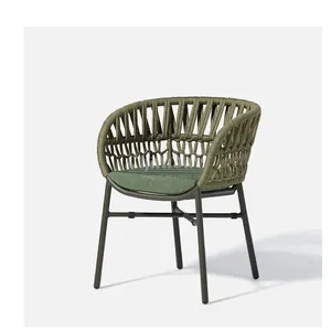 Silla de aluminio para comedor al aire libre, muebles de jardín, silla de cuerda de aluminio para exteriores