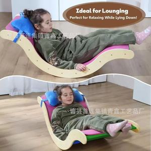 Estructura de escalada interior de madera Qingxin, juego de tobogán arcoíris para niños de 3 a 6 años, juguete de gimnasio de madera maciza - Product Image 4