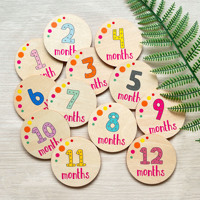 Vente en gros de cartes jalons en bois pour bébé Cadeaux de grossesse et de baby shower Cartes jalons mensuels pour bébé Disques en bois jalons