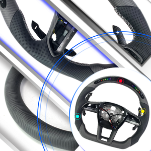 พวงมาลัยคาร์บอนไฟเบอร์สีด้านพร้อมแป้นเปลี่ยนเกียร์สำหรับรถ <span class=keywords><strong>Audi</strong></span> Q5 Q7 Q3 Q50L A6 A6L A4 Q5 A3 B7 A8 R8 TT RS3 RS5 S5 S4 - Product Image 2