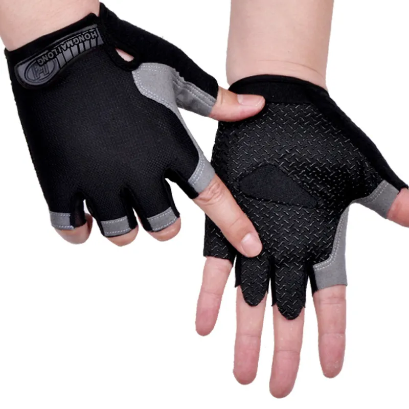 Fabricante personalizado 2023 unisex hombres deportes antideslizante transpirable al aire libre ciclismo mano guantes medio dedo