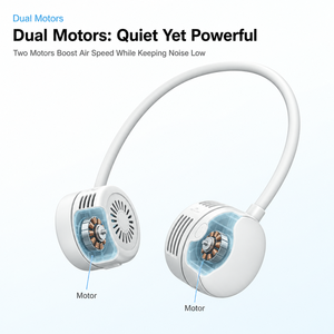 Ventilateur de cou à double moteur 1000 mAh, 3 vitesses, rotation à 720°, turbo à quatre canaux, ventilateur portable mains libres pour les voyages <span class=keywords><strong>en</strong></span> extérieur - Product Image 3