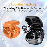 Écouteurs intra-auriculaires ouverts en métal avec traduction IA, anneau en cuivre de 11 mm, BT6.0, 200 mAh, en alliage de zinc, design bouche de poisson bionique pour le voyage et le sport