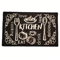 Tapis de cuisine moderne en polyester lavable, motif chef de dessin animé personnalisé en usine, imperméable, antidérapant, avec envers en PVC, résistant à l'huile et à séchage rapide