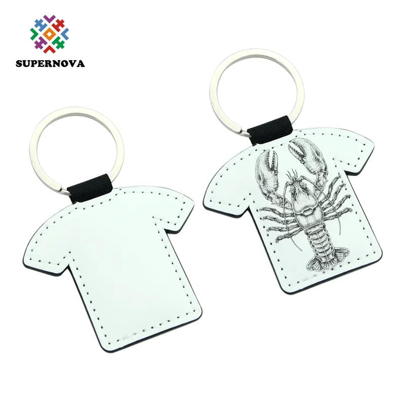 Sản Phẩm Mới Trống Thăng Hoa Da Keychain Tùy Chỉnh In T-shirt Shape Key Chain