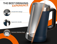 Mug à café en acier inoxydable à double paroi de 700 ml avec poignée, sans BPA, personnalisable avec logo, bouteille d'eau isolée en métal
