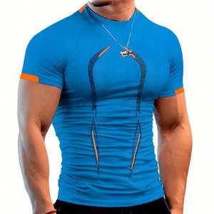 Conjunto Deportivo Personalizado al por Mayor para Hombre, Ropa Deportiva Informal de Verano con Estampado para Correr y Hacer Ejercicio, Camiseta Deportiva Ajustada para Gimnasio - Product Image 4