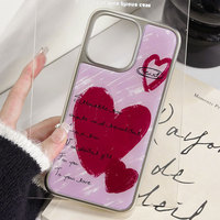 Coque de téléphone en résine époxy Ins pour iphone16 16pro 16pm 15 15promax/14Promax/14pro 14/13 13pro 12 11 coque à bords argentés galvanisés