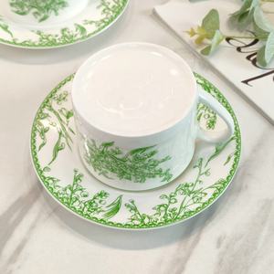 Service de table en porcelaine fine, motif orchidée verte, écologique, assiettes et tasses pour hôtels, utilisation en restauration, personnalisable - Product Image 4