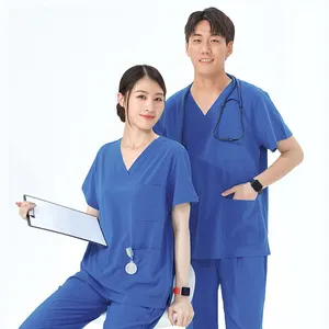 4-way Stretch Nursing Scrub Set Medical Uniforms Hospital Doctors Nurses Women Men Tunics Clinical Quick Dry Sanitary Outfits