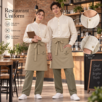 Uniforme de cuisine unisexe léger en sergé à manches longues, respirant, à fermeture boutonnée, imprimé par transfert thermique, coupe ample pour restaurant