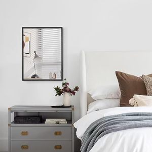 Specchio da Parete Moderno Rettangolare con Cornice in Lega di Alluminio, Vetro HD Illuminato, Nero, Piccolo, per Ingresso, Camera da Letto, Soggiorno - Product Image 5