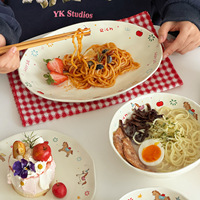 Assiette elliptique en céramique, assiette de Nouvel An, cadeau créatif pour la maison, assiette de haute qualité et au design élégant