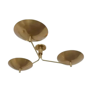 Lustre Stilnovo moderne à trois lumières en laiton brut du milieu du siècle des années 1950 Spoutnik encastré plafonnier rétro pour la décoration intérieure - Product Image 2