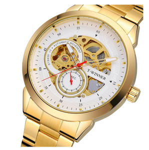 DFG19 T WINNERS <b>Men</b> Large Dial Face <b>Mechanical</b> Pointers <b>Watch</b> with Leather Bands - Product Image 2