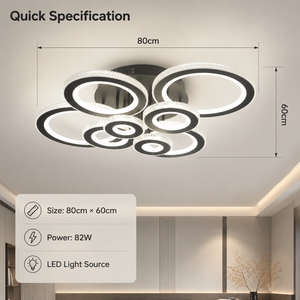 Modern Ring <b>Led</b> Ceiling Lamp Acrylic Aluminum Frame Remote Dimmable Tri Color For Living Room Bedroom High Cri 82W - Product Image 3