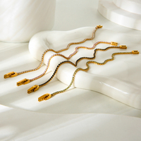 Bracelet Tennis de Luxe Étanche en Acier Inoxydable Plaqué Or 18K et Zircon, Bijoux de Mode Joyas De Acero Inoxidable Al Por Mayor