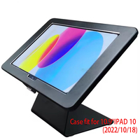 10,9 inç iPad 10 (2022/10/18) için Gümüş ve Siyah Metal Masaüstü Standı, Hırsızlık Önleyici Kilitli, Tam Hareketli, Ayarlanabilir Açılı