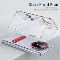 Accessoires pour smartphone transparents Étui de téléphone pour Honor Magic V5 V3 VS3 avec film en verre Support intégré Protection anti-chute