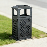 Poubelle haut de gamme en fonte d'aluminium pour jardin extérieur, cour, parc, hôtel, rue, mobilier d'extérieur