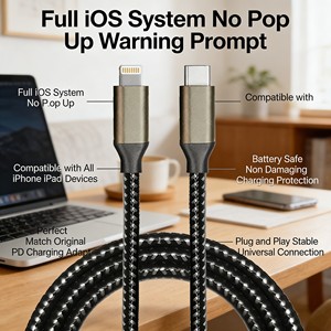 สาย USB C to L 27W PD ชาร์จเร็ว สายถักไนลอน สำหรับ <span class=keywords><strong>iPhone</strong></span> <span class=keywords><strong>14</strong></span> 13 12 ซิงค์ข้อมูล + ชาร์จ 2-in-1 - Product Image 5